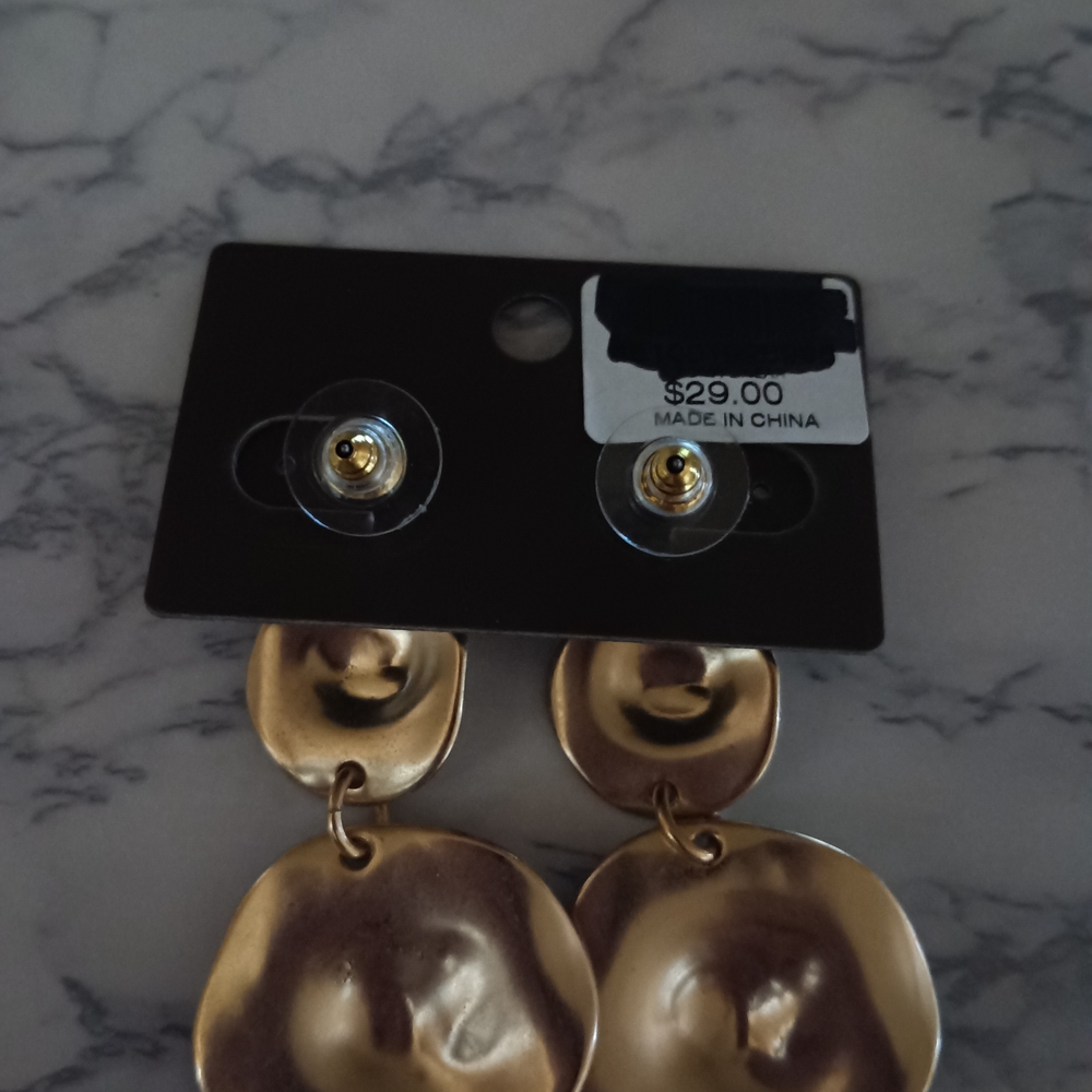 Chico's Gold Modern Minimalist Earrings - Picture 2 of 2